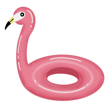 pink flamingo rubber ring watercolor isolated illustration png