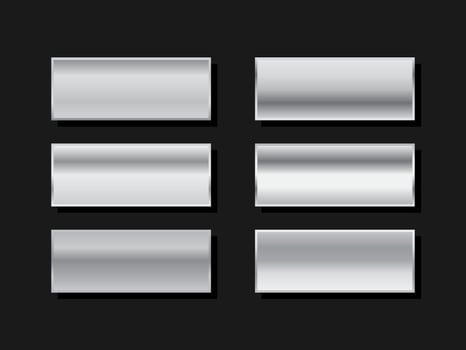 Collection of silver, chrome metallic gradient. vector