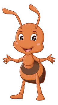 Cute Ant Cartoon Presenting. Animal Nature Icon Concept vector