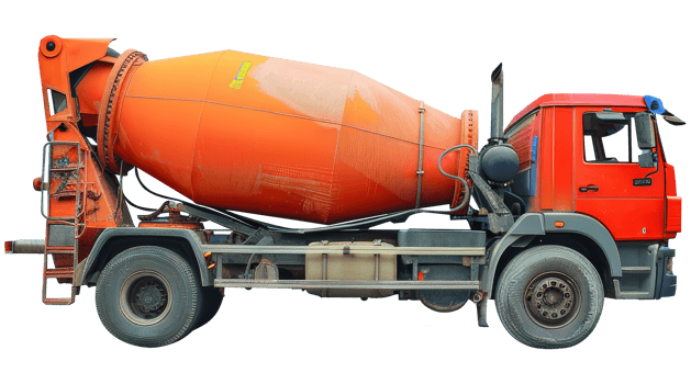 Concrete mixer truck, transparent background png