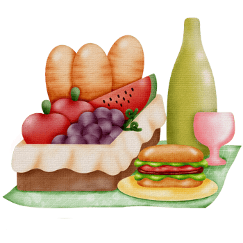 watercolor illustration of a wicker picnic basket png