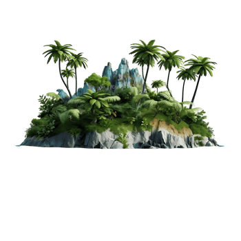 Palm Island Oasis Silhouette Cutouts png
