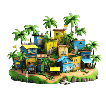 Palm Fringed Island Silhouette Cutouts png
