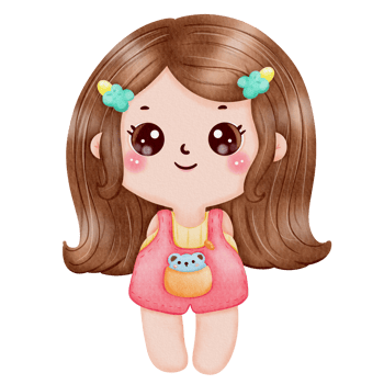 Drawing of a happy girl in chibi style png