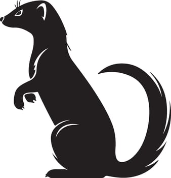 Weasel Silhouette Illustration White Background vector