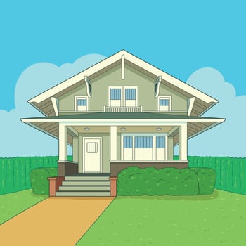hand drawn american minimalist house vector