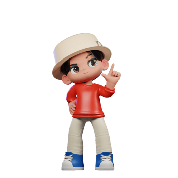 3d Cartoon Character with a Hat and Red Shirt Having Idea Pose png