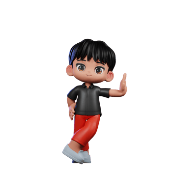 3d Cartoon Character with a Black Shirt and Red Pants Acting Cool Pose png