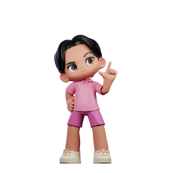 3d Cartoon Character in Pink Clothes Having Idea Pose png