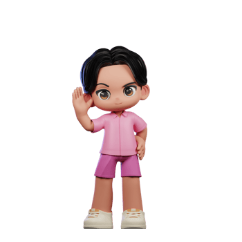 3d Cartoon Character in Pink Clothes Greeting Pose png