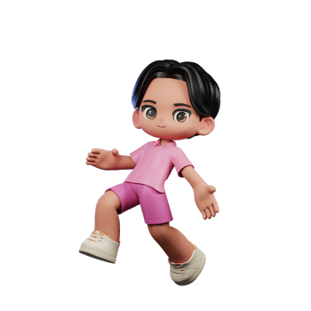 3d Cartoon Character in Pink Clothes Happy Jumping Pose png