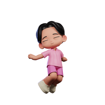 3d Cartoon Character in Pink Clothes Jumping Air Pose png