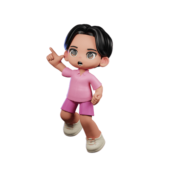 3d Cartoon Character in Pink Clothes Doing Happy Jumping Pose png