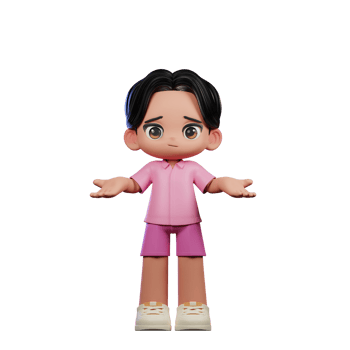 3d Cartoon Character in Pink Clothes Doing No Idea Pose png