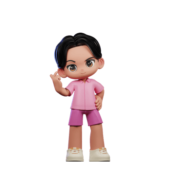 3d Cartoon Character in Pink Clothes Giving Love Sign Pose png