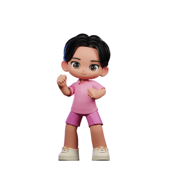3d Cartoon Character in Pink Clothes Congrats Pose png