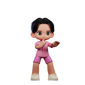 3d Cartoon Character in Pink Clothes Shhttt Pose png