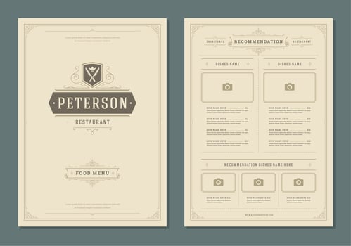 Restaurant menu design and label brochure template. vector