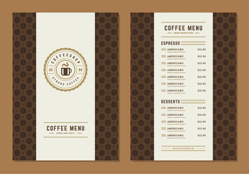 Coffee menu design brochure template Illustration vector