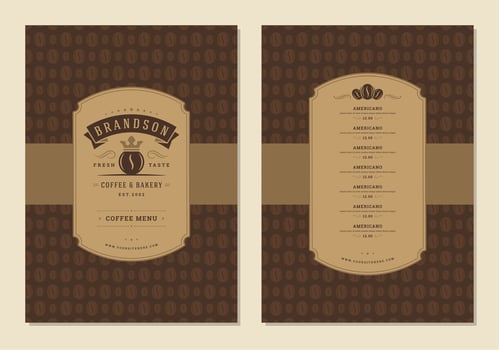 Coffee menu design brochure template Illustration vector
