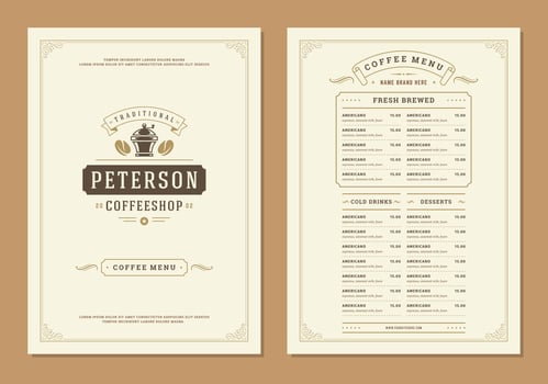 Coffee menu design brochure template Illustration vector