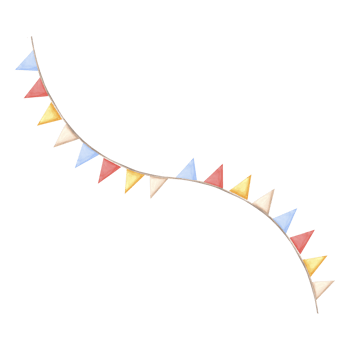 Garlands of pennants flags. Watercolor template of festive illustration for birthday and kids party decoration, isolated. Hand drawn clipart for invitation, card, wedding background, nursery decor. png