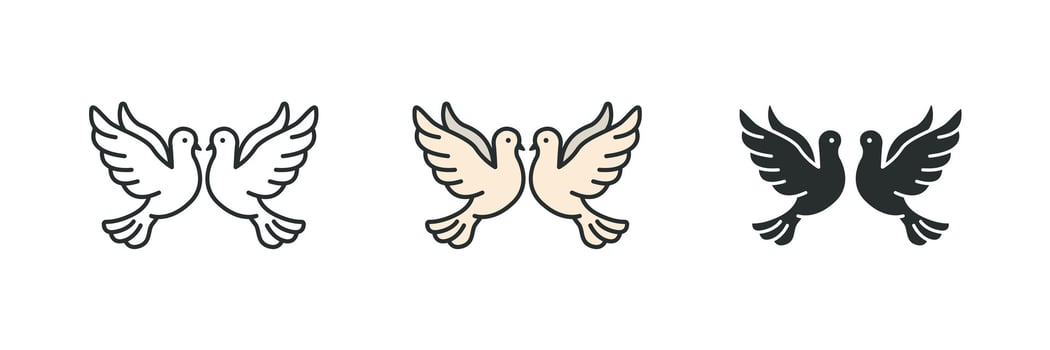 Pair of Dove Icon symbol illustration isolated on white background vector
