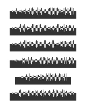 Set of sound wave icons. Pulse pictograms. Radio signal signs. Voice message, audio file symbols. Messenger, radio, podcast mobile app, media player graphic elements vector