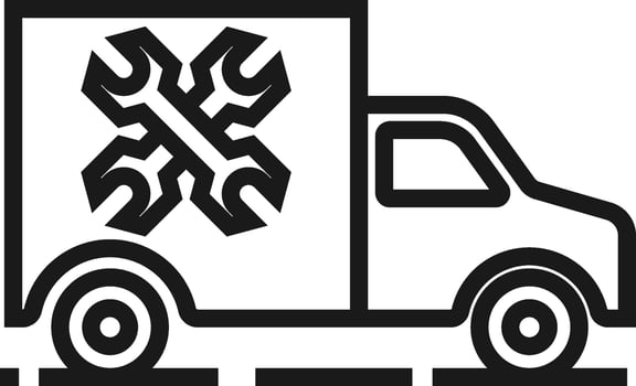 Onsite service car icon with wrench van truck symbol. vector
