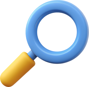 Minimalist 3D Icon of a Magnifying Glass for Analysis png