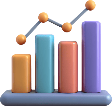 3D Minimalist Graph Icon - Simple Bar Chart or Line Graph Illustration png