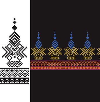 Elegant Textile Border with Floral Motif.Vintage Textile Border for Classic Designs.Colorful Textile Border with Geometric Patterns vector