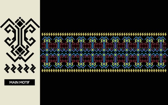 Elegant Textile Border with Floral Motif.Vintage Textile Border for Classic Designs.Colorful Textile Border with Geometric Patterns vector