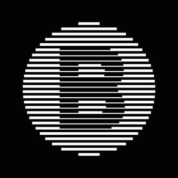 B Alphabet Letter Logo Round Circle Line Abstract Optical Illusion Stripe Halftone Symbol Icon vector