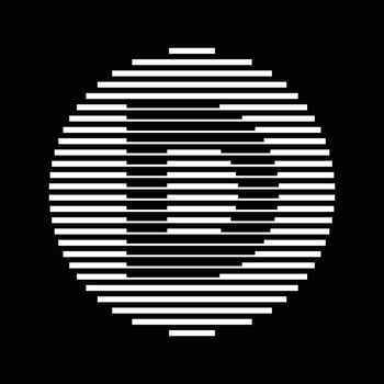 D Alphabet Letter Logo Round Circle Line Abstract Optical Illusion Stripe Halftone Symbol Icon vector