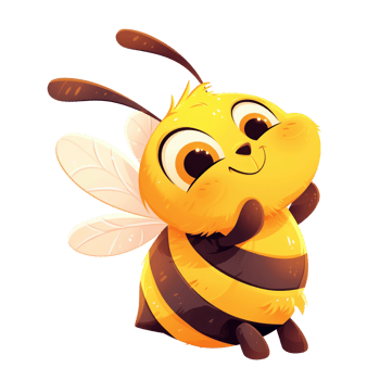 Cute flying bee cartoon character png