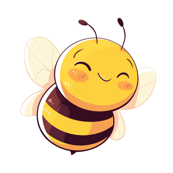 Cute happy bee cartoon character png