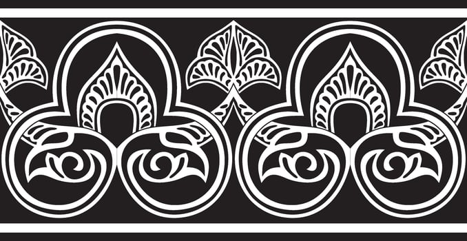 monochrome seamless oriental national ornament. Endless ethnic floral border, arab peoples frame. Persian painting. vector