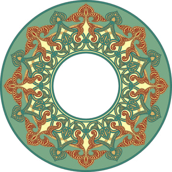 colored round oriental ornament. Arabic patterned circle of Iran, Iraq, Turkey, Syria. Persian frame, border. vector