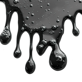 black ink dripping down isolated on transparent background , png