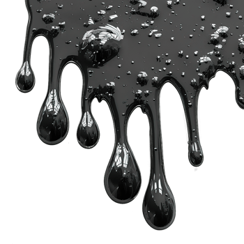 black ink dripping down isolated on transparent background , png