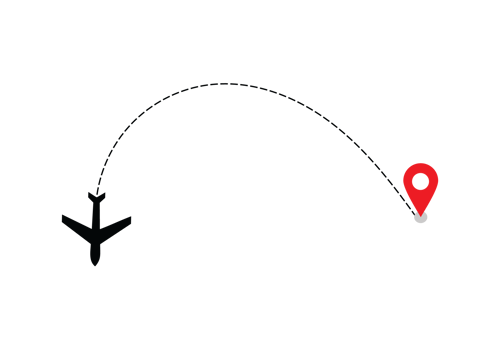 Airplane dotted route line the way airplane. Flying with a dashed line from the starting point and along the path transparent png