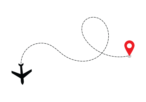 Airplane dotted route line the way airplane. Flying with a dashed line from the starting point and along the path transparent png
