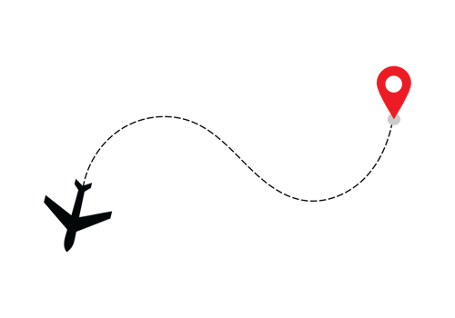 Airplane dotted route line the way airplane. Flying with a dashed line from the starting point and along the path transparent png