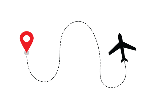 Airplane dotted route line the way airplane. Flying with a dashed line from the starting point and along the path transparent png
