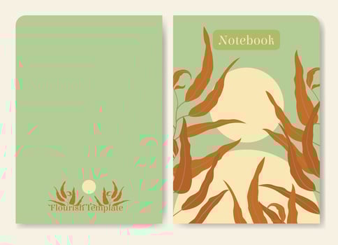 Botanical aesthetic minimalist notebook cover print. Abstract floral worksheet for students. vector