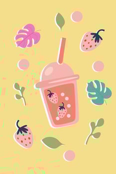 Summer lemonades with fruits, orange, watermelon, strawberry, blueberry. Trend summer drinks illustration in flat style vector