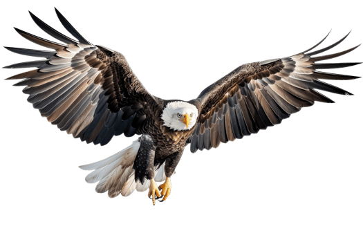 Majestic bald eagle in flight against a transparent sky png