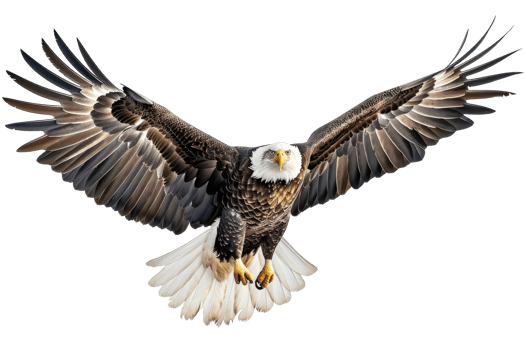 Majestic bald eagle in flight against a transparent sky png