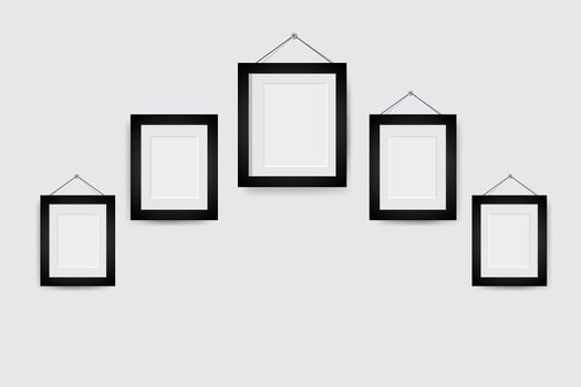 Blank photo five frame on white background vector